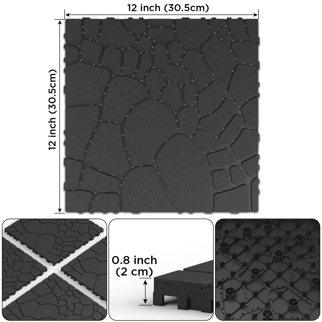 Piastrelle per patio da 12" con texture effetto pietra, modulo fai-da-te ad incastro per pavimentazione, piastrelle per esterni facili e veloci da ins