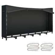 Legnaia da Esterno 235x31x116 cm con Telo Impermeabile e Struttura Regolabile in Metallo Nero