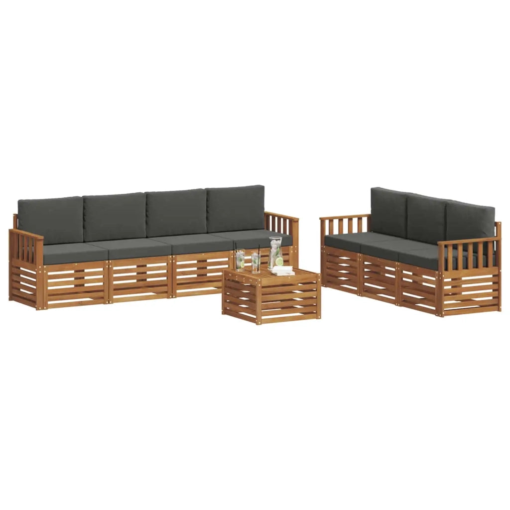 Set divani 8 pcs Naturale e Antracite Legno di Acacia Massello 3374482