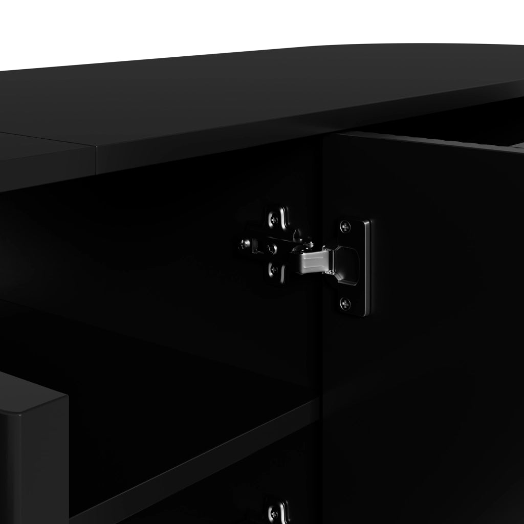 Mobile TV con cassetti; doppia anta e onde 3D; MDF nero