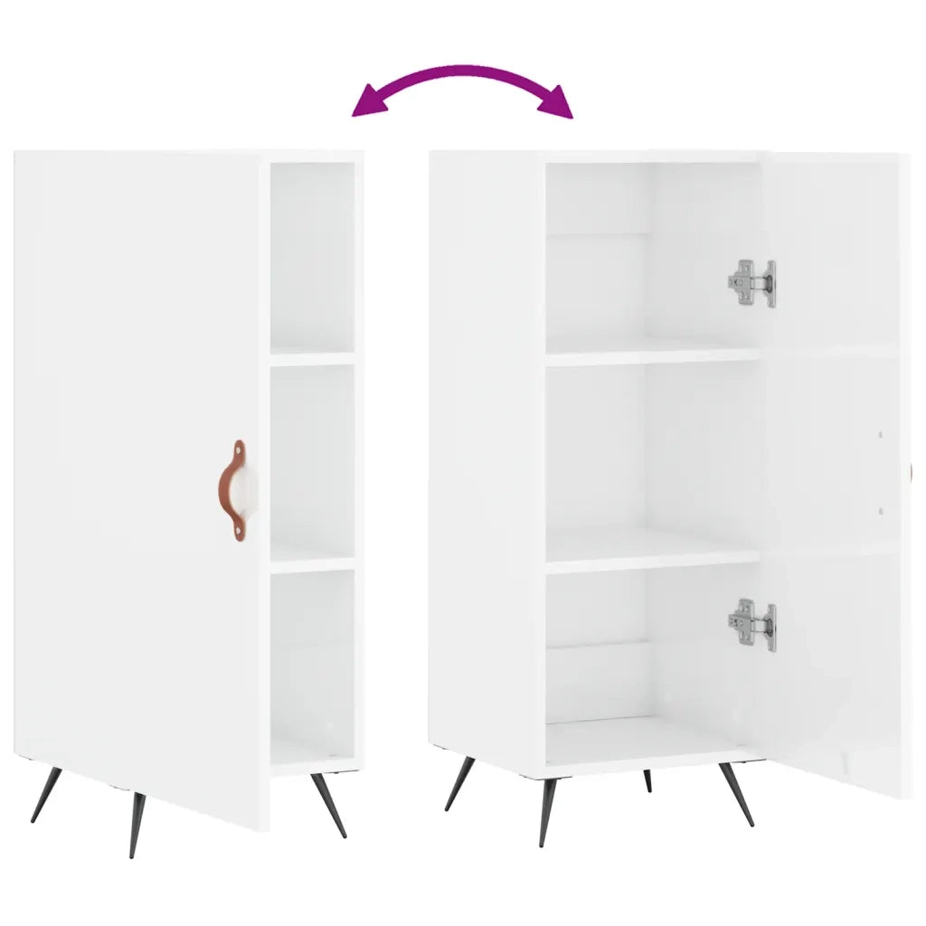 Credenza Bianco Lucido 34,5x34x90 cm in Legno Multistrato 828510