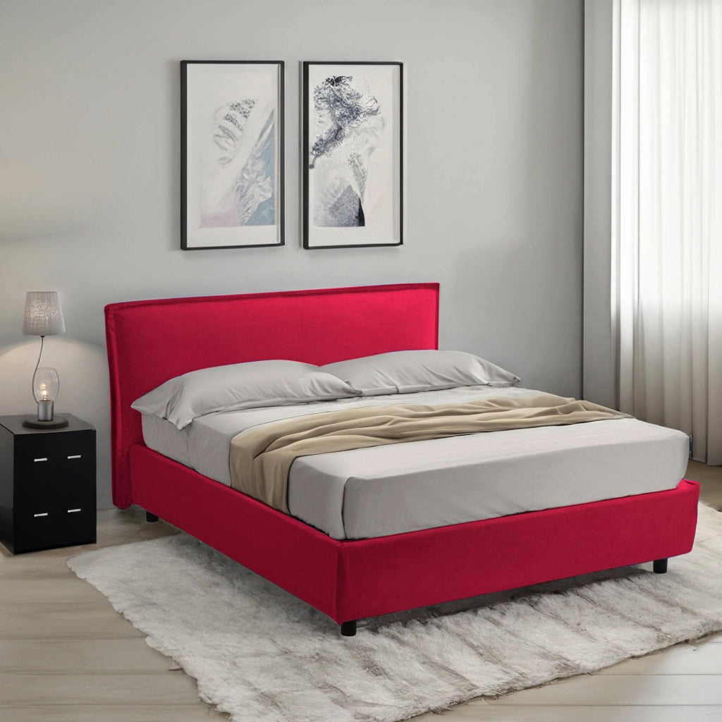 Letto Matrimoniale Bruzolo, Letto Matrimoniale Materasso Incluso Made in Italy, Rosso