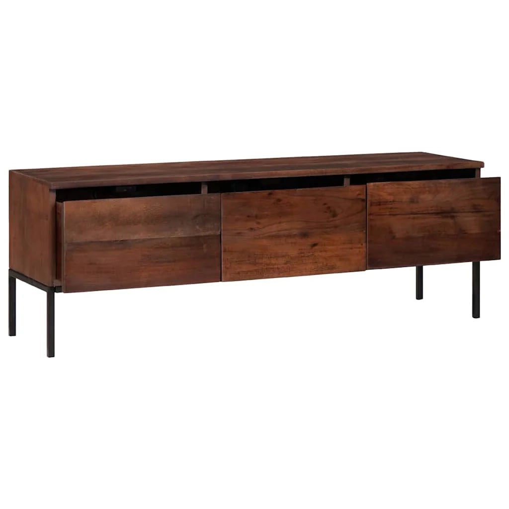 Mobile TV basso moderno con spazio per dispositivi e libri 110 x 30 x 36 cm legno di acacia color miele 02_0058061