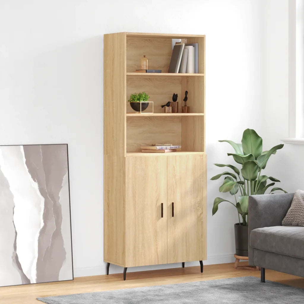 Credenza-Buffet-Armadio da cucina Rovere Sonoma 69,5x34x180 cm in Legno Multistrato 976332