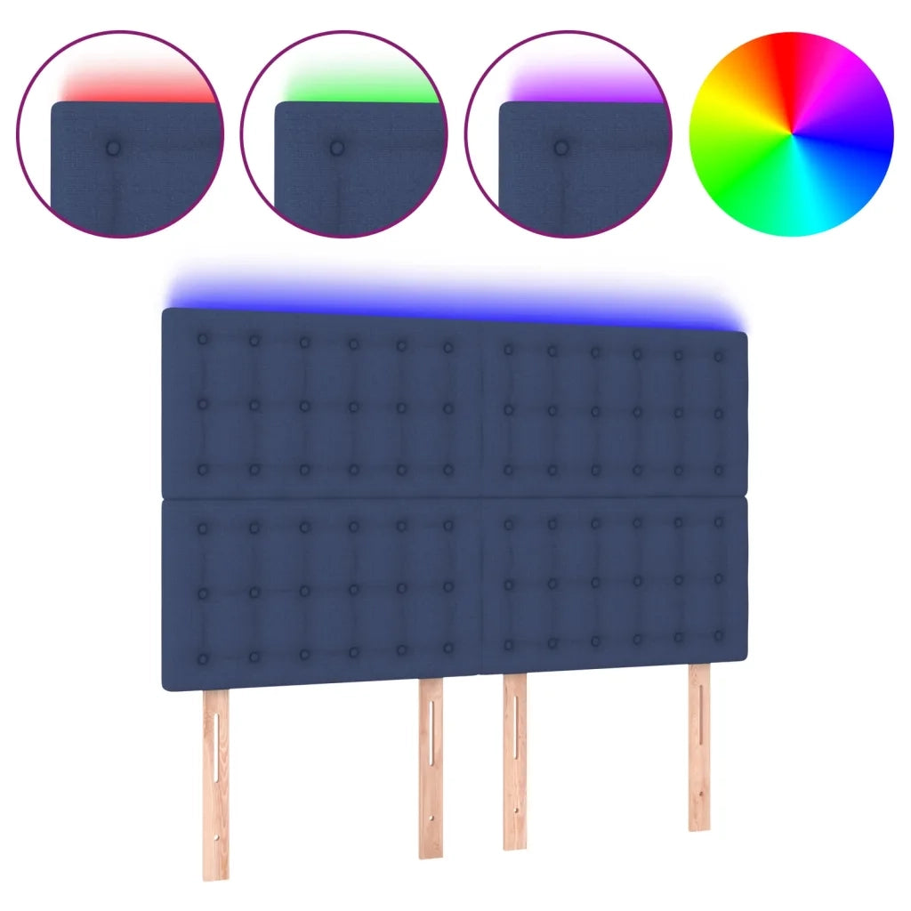 Testiera | Testata a LED Blu 144x5x118/128 cm in Tessuto