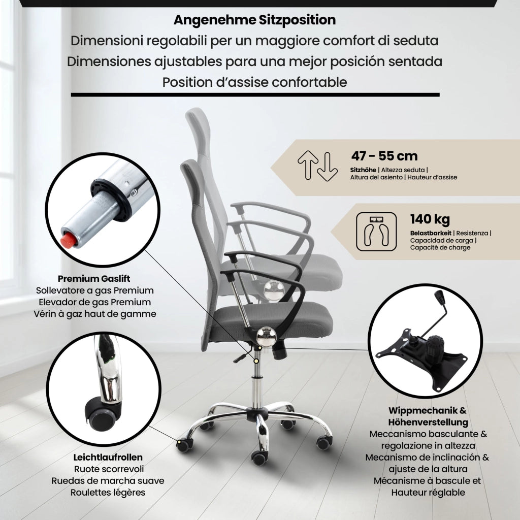 Sedia da Ufficio Washington grigio