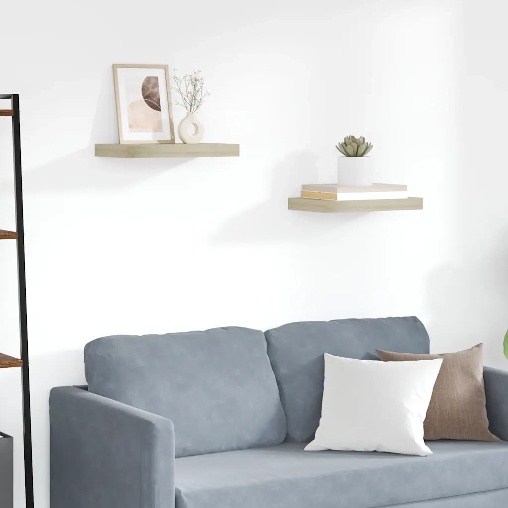 Scaffali a Parete 2 pz Rovere 40x23x3,8 cm in MDF 323869