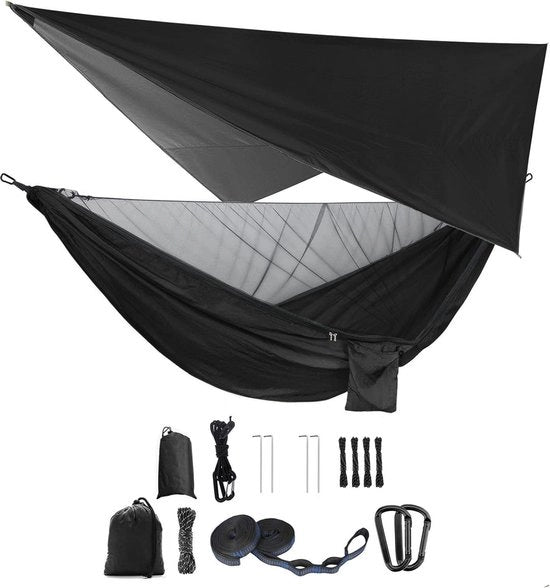 Set di tappeti per tenda, ombrellone e sentiero da campeggio e trekking - nero.