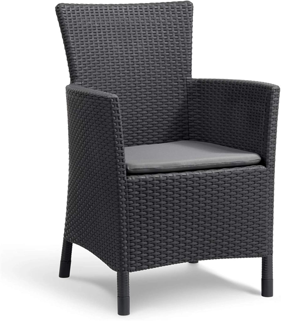 Salottino da giardino 3 pezzi con 2 poltrone e tavolino contenitore effetto rattan colore grafite Iowa Balcony Keter