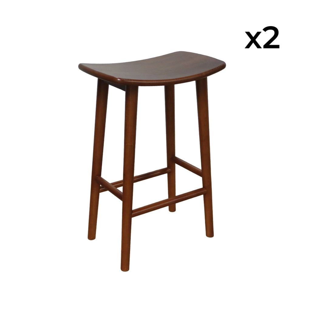 Set di 2 sgabelli da bar vintage in legno di hevea , noce