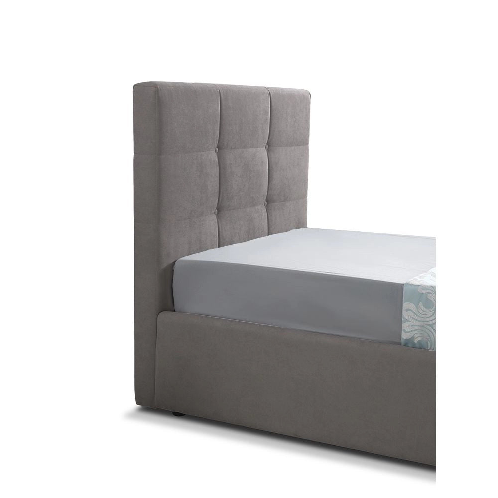 Letto singolo con contenitore Napoli tessuto colore tortora