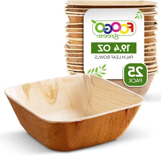 Piatti da Insalata Biodegradabili - 25 Stuks - 12cm - Ambientalmente Pieno - Biologico Degrado - Piatti da Insalata per Picnic Festa e Matrimonio - Profilo Quadrato - Altura 5 Pollici