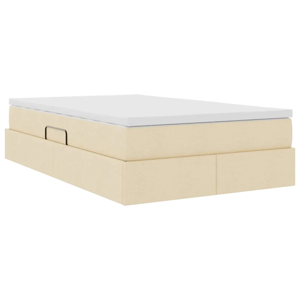 Letto con contenitore e materasso Crema 120 x 190 cm Poliestere