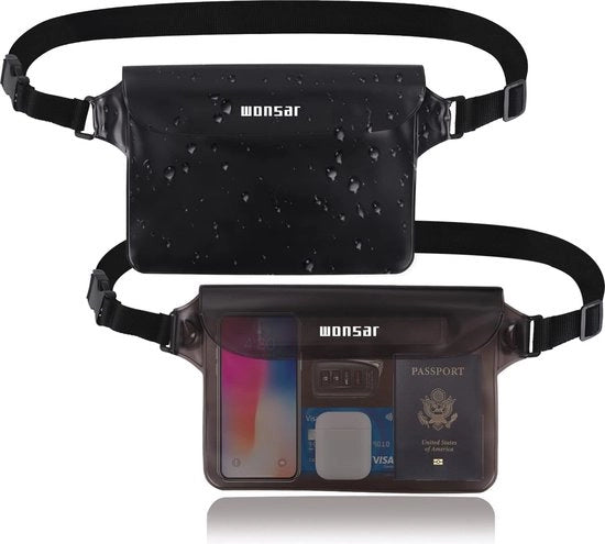 Tas acquatica con cinturino regolabile, tas acquatico, custodia per telefono subacqueo, tas heuristica acquatica per sport acquatici, spiaggia, nuoto, gite in barca e simili, nero e grigio.