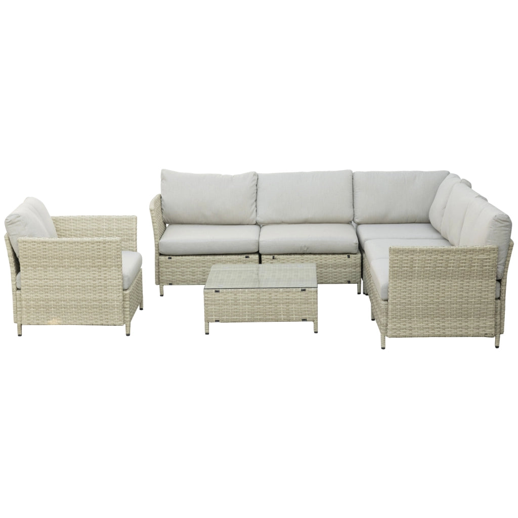 Set da Giardino 7 Pezzi in Rattan PE con Cuscini ¨C zephmum ¨C Beige