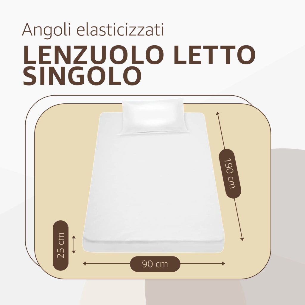 SONIT - Lenzuolo con Angoli Bianco - Lenzuolo con Angoli Cotone Traspirante - Lenzuola Facile da Lavare Misura: SINGOLO