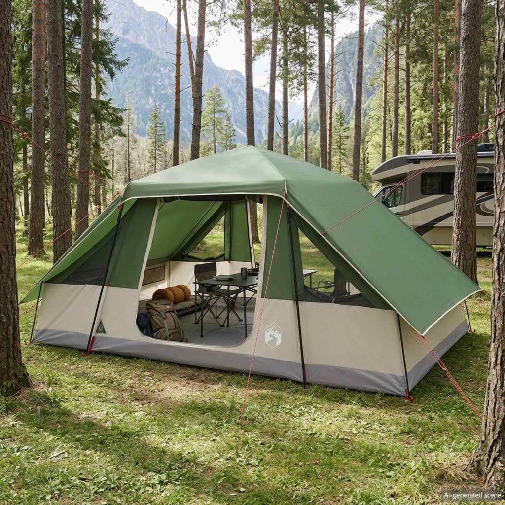 Tenda familiare con telo da pioggia resistente all'acqua Verde 42042202