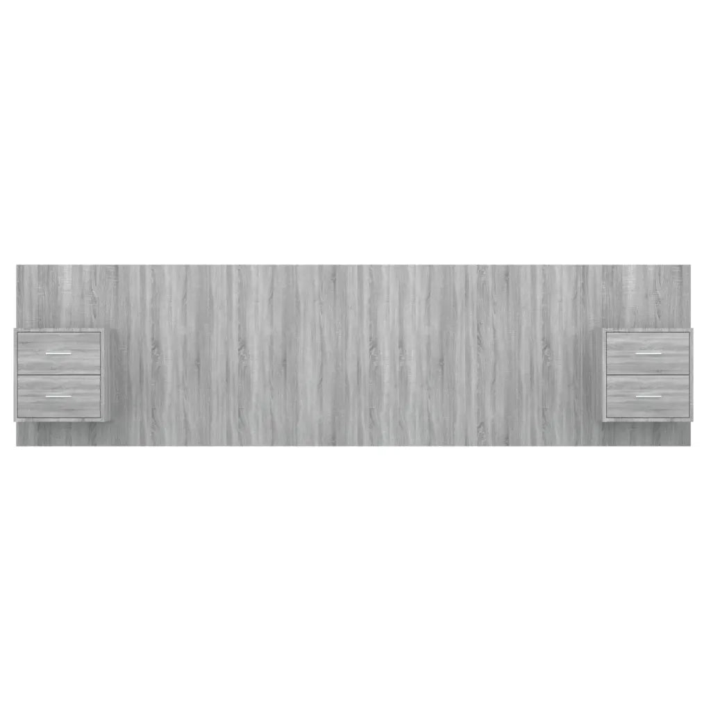Testiera Letto con Armadietti Legno Multistrato Grigio Sonoma 3115738