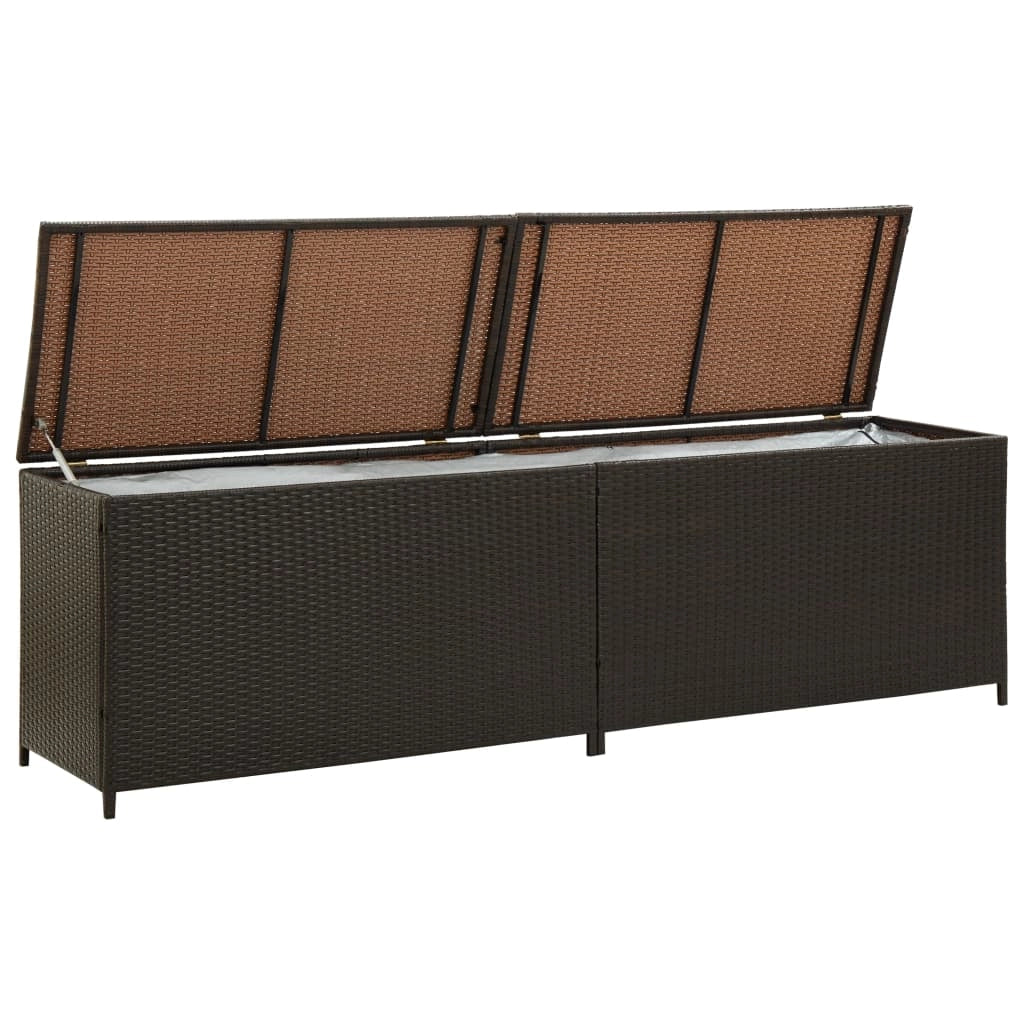 Contenitore da giardino/box in resina intrecciata 200 x 50 x 60 cm marrone 02_0013123