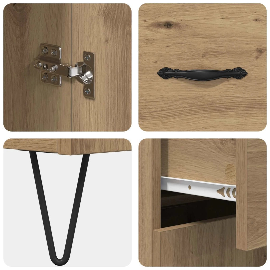 Credenza | Madia | Buffet da pranzo | Armadio da pranzo Rovere artigianale 69,5 x 34 x 90 cm Legno multistrato