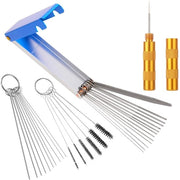 Set di pulizia carburatore per auto e moto, set di pulizia con aghi di pulizia a spruzzo 13, set di pulizia 10, set di aghi di pulizia 6, set di pennelli in nylon 1, set di pulizia con spazzola a spina acuminata per moto e scooter.