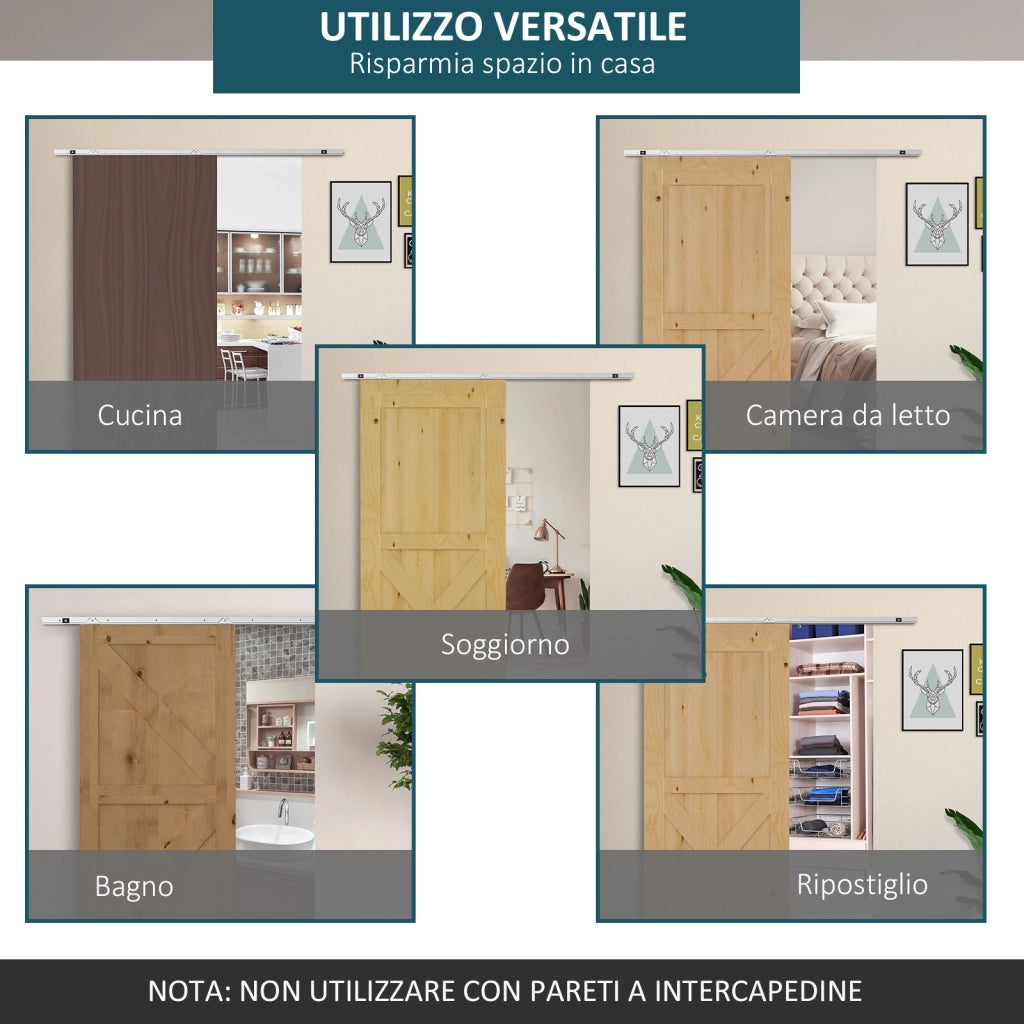 Kit Porta Scorrevole ¨C zephmum ¨C Metallo, 186x2.5x3.77 cm