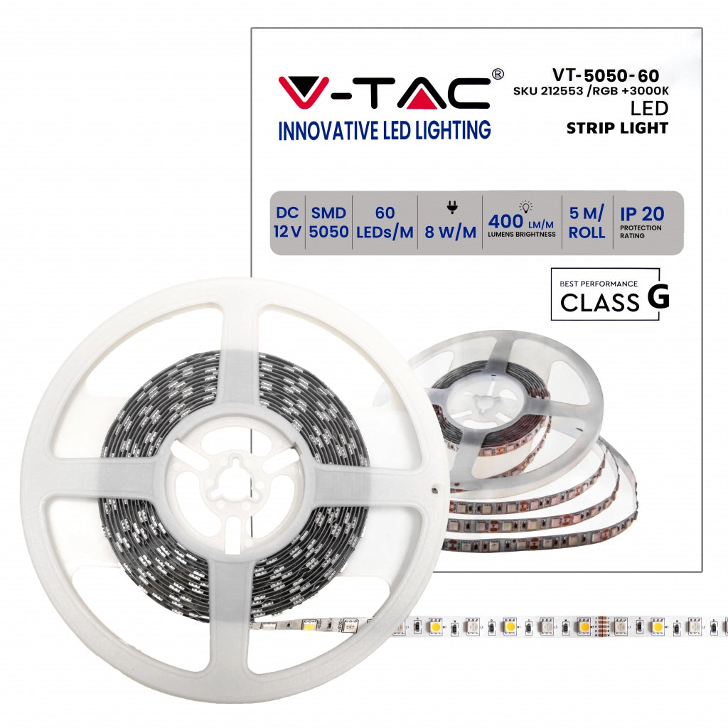 Strip LED 5050 - 60 LED 12V IP20 RGB + 3000K