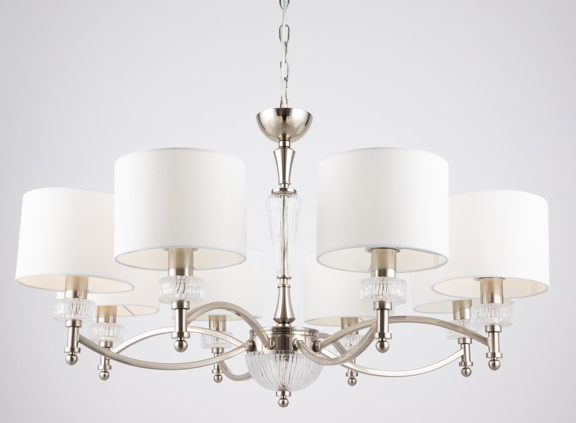 Lampadario Neoclassic in Metallo e Vetro Alicante Nickel