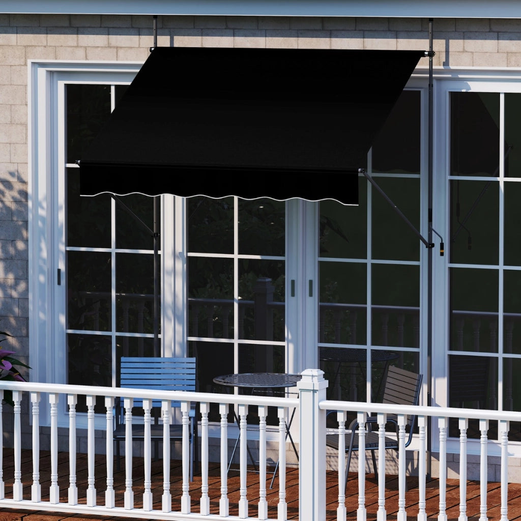 Tenda da sole regolabile per esterni senza foratura con manovella, Tenda da sole e giardino 200 x 210-300 cm Nero-Tende parasole