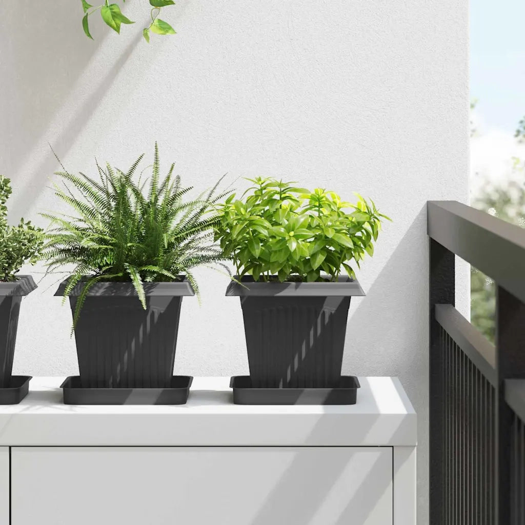 Vaso quadrato per fiori 24 pcs Nero 16 x 16 x 14 cm Plastica 42020348