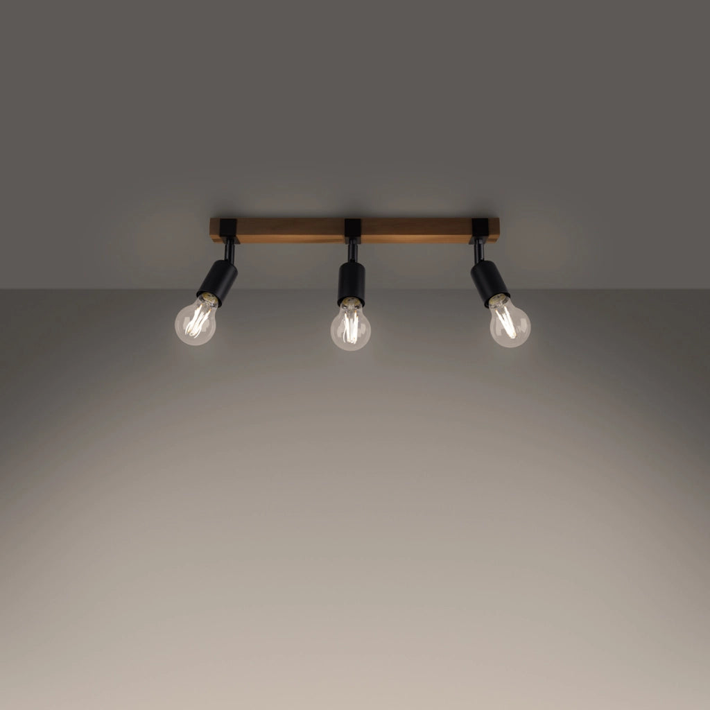 Plafoniera spot industriale LIMERO 3 luci E27 nera