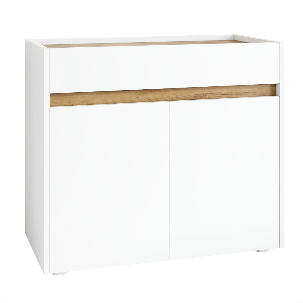 Mobile contenitore 80x40x70 cm con ripiani regolabili; cassetto e 2 vani; bianco