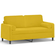 Divano | Divano da soggiorno | Sofa a 2 Posti con Cuscini Giallo 140 cm in Velluto