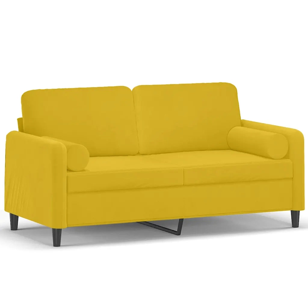Divano | Divano da soggiorno | Sofa a 2 Posti con Cuscini Giallo 140 cm in Velluto