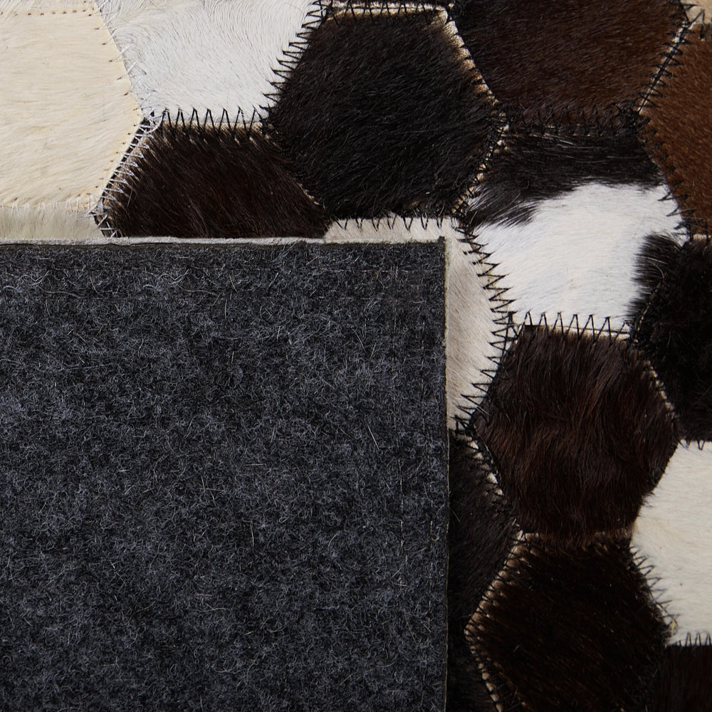 Tappeto tappetino Marrone con Pelle Beige 160 x 230 cm Patchwork Rustico