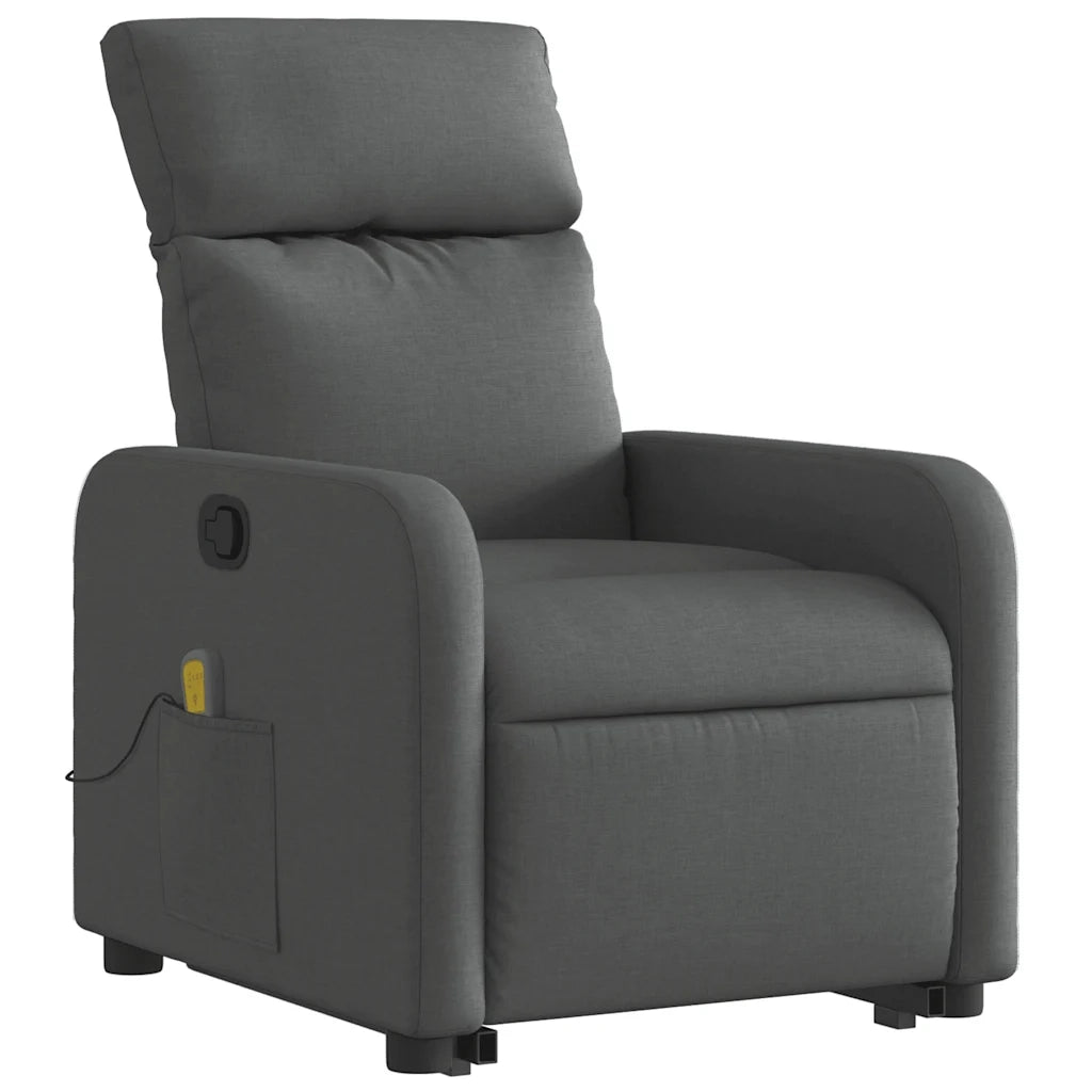 Poltrona Alzapersona Massaggi Reclinabile Grigio Scuro Tessuto 3206709