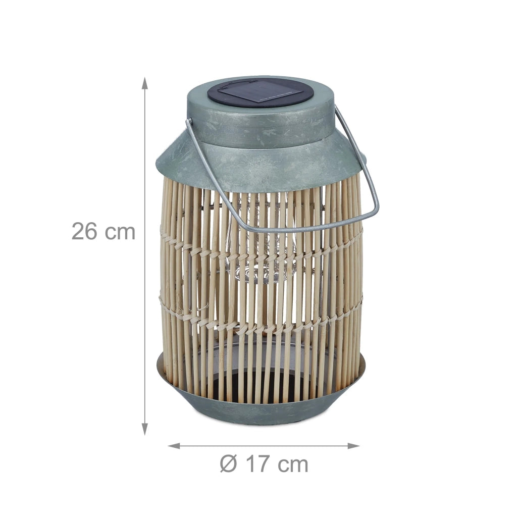 Lampada solare da giardino decorativa retrò per esterni 30 x 20 cm con catena luminosa a LED atmosfera accogliente in rattan nero 13_0011916