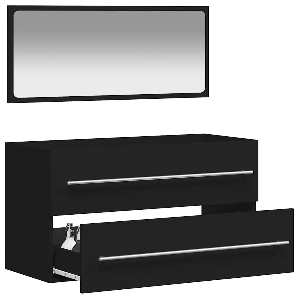 Mobile da Bagno con Specchio Nero in Legno Multistratocod mxl 130056