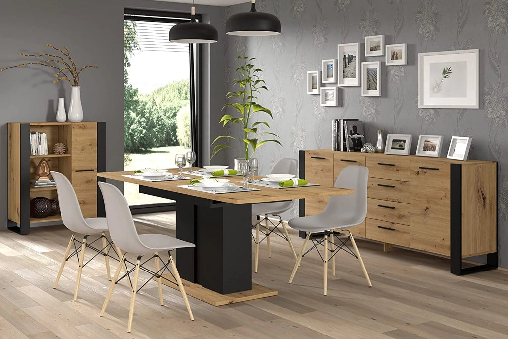 MOBILE COMO' CASSETTIERA CREDENZA NUKA 87x197x45cm ROVERE NERO OPACO