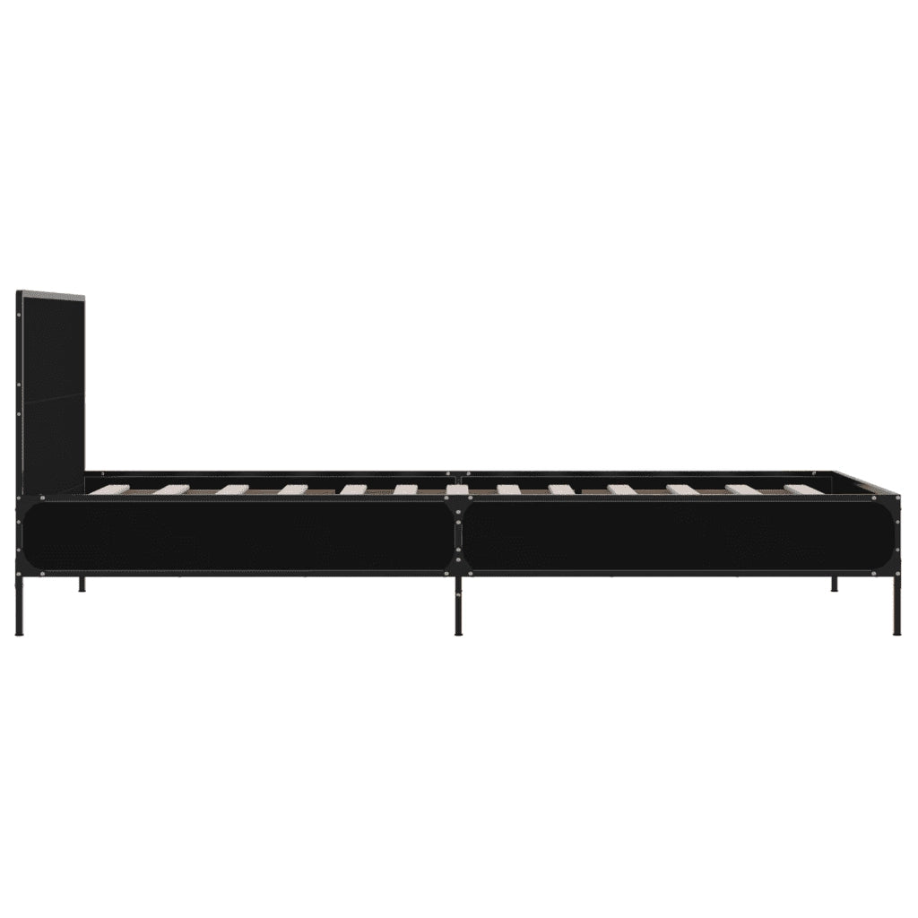Giroletto Nero 90x200 cm in Legno Multistrato e Metallo 845517