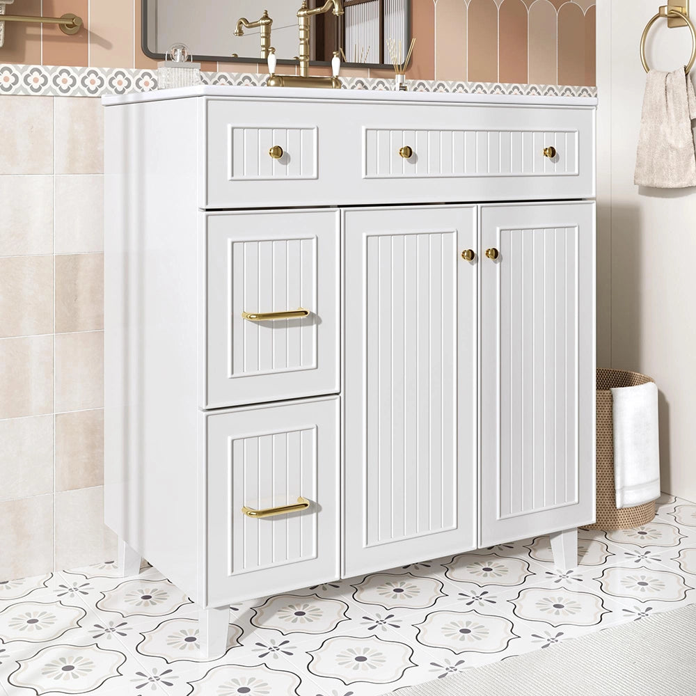 Armadio bagno con lavabo 81,7 cm - Xylo - Design moderno, superficie laccata, spazio multifunzionale