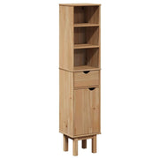 Mobiletto da bagno dal design rustico con contenitore ergonomico 35 x 30 x 159 cm legno massello color miele 02_0057610