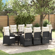 Set da Pranzo per Giardino con cuscino 9 pcs Nero polyrattan 3380483