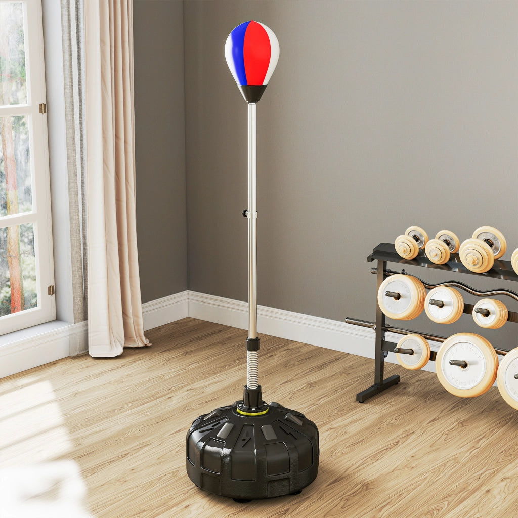 Punching Ball da Terra 147-165 cm con Base Riempibile e Ventose in PU e Plastica Nero