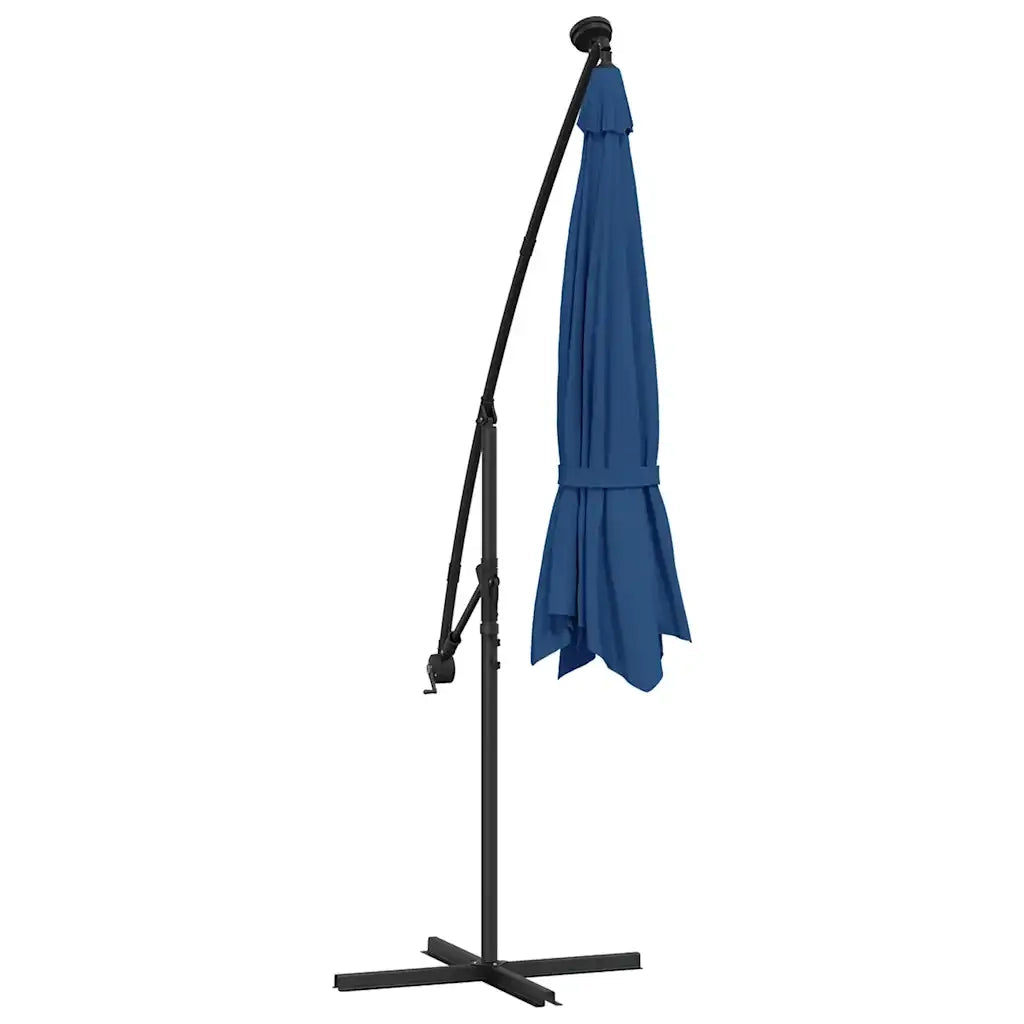 Ombrello | Parasolne a Sbalzo con LED e Palo in Acciaio 300 cm Azzurro