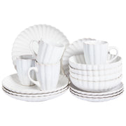Set di 16 stoviglie in gres caolino fatto a mano con smalto reattivo Bianco Cucina effetto martello Sala da pranzo