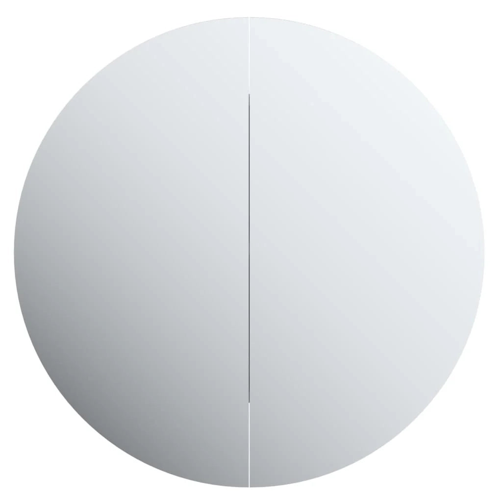 Mobiletto da bagno rotondo con specchio e illuminazione a LED 40 x 40 x 17,5 cm grigio 02_0006559