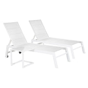Set di 2 lettini BARBADOS in textilene bianco eTavolino - alluminio bianco