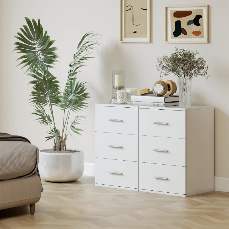 Comodino moderno bianco con 3 cassetti, in MDF, 40x35x60 cm