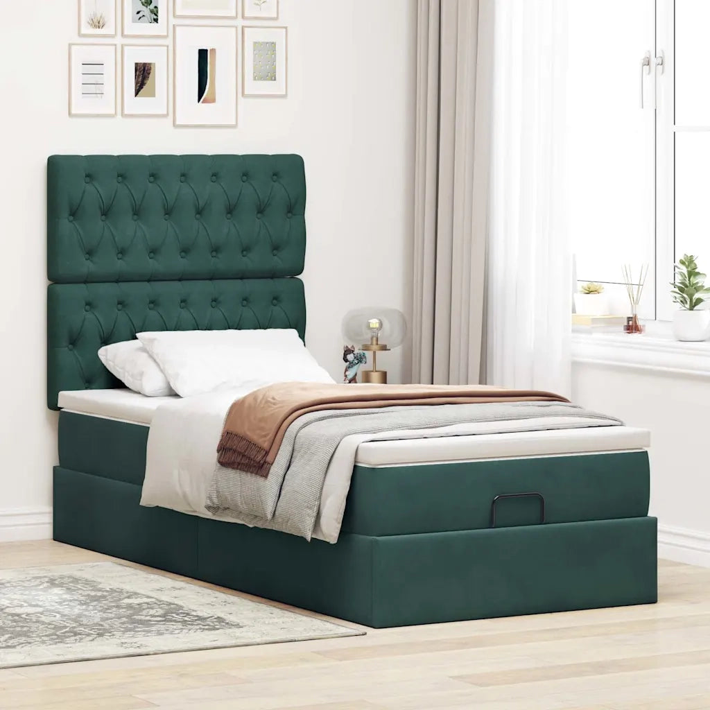 Struttura Letto Pouf con Materassi 90x190 cm in Velluto 3314363